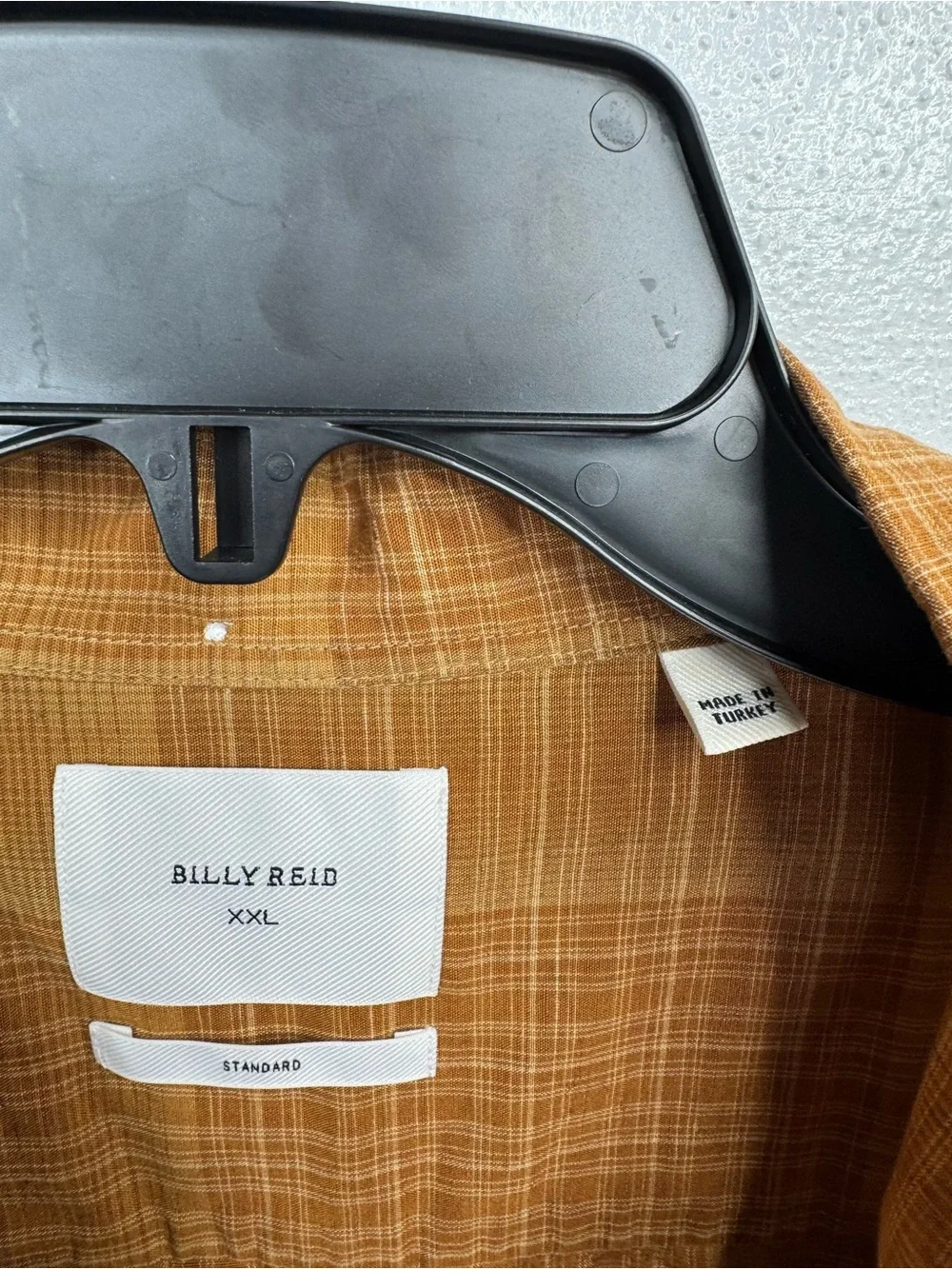 Billy Reid Button-Up Shirt Mens XXL Rust Brown Plaid Check Short Sleeve